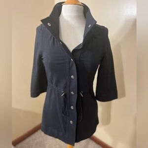 WHBM Black Snap With Drawstring Jacket 3/4 Sleeves Sz XS